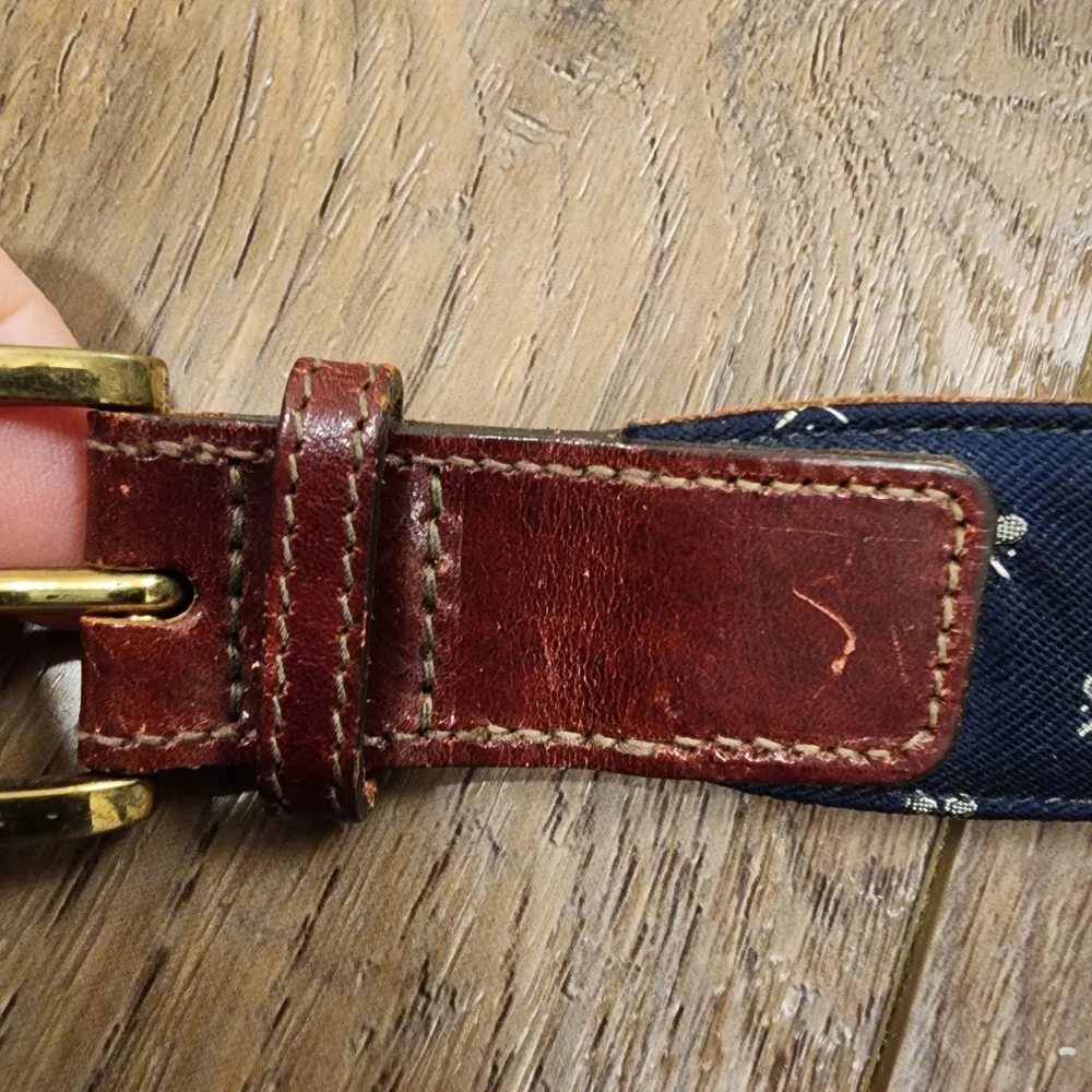 Vintage Trafalgar Belt Tennis Rackets Preppy Navy & Leather Men's size 36